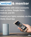 Plus Wall Dimmer UL WiFi Smart Dimmer Switch With Bluetooth Gateway No Hub Required shown with smartphone control app