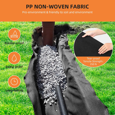 Tough As Nails Geotextile Fabric For Driveways And Erosion Control 6 Ft By 50 Ft 6 Oz Non-Woven PP Drainage Fabric with gravel