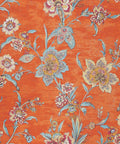 Peel And Stick Orange Floral Wallpaper Roll 21x160 Inches For Bedroom And Living Room Self Adhesive Non Woven Thick Fabric Covers 23.33 Sq Ft Easy Apply Vintage Floral Decor For Girls Room, showing detailed floral pattern on orange background.