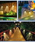 18 Pack Low Voltage LED Path Lights Outdoor Waterproof Garden Yard Patio Lighting illuminating pathways and walls