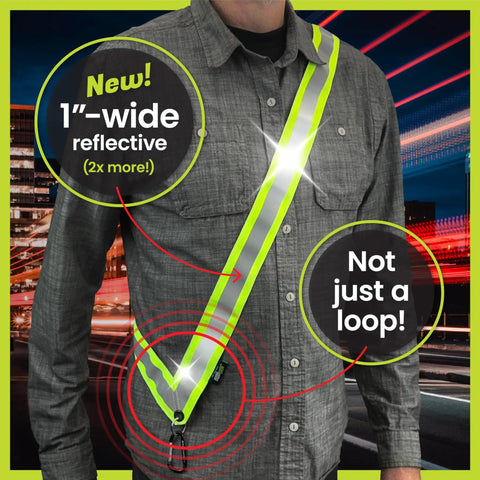Reflective Walking Sash For Night Jogging And Running With Reversible Wearable Light Belt And Glowing Strips To Keep You Ridin Safe On The Streets Usa Made Fly Fitness Gear