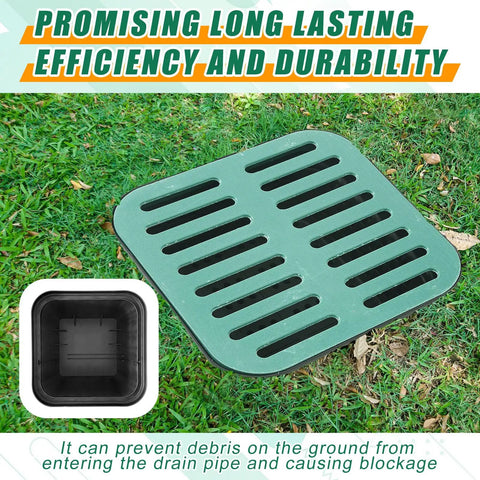 Heavy Duty Square Catch Basin Kit with Grate Debris Basket for Yard Drainage French Drains 15 by 15 by 15 inches