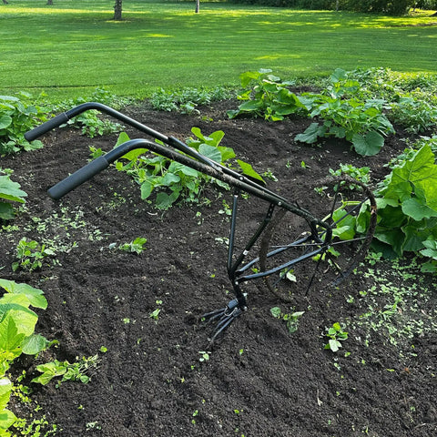 High Wheel Cultivator With Comfort Handle Three Position Adjustable Depth Quick Change Implements All Steel Construction Heavy Duty And 24 Inch Steel Wheel For Easy Tilling And Garden Prep