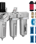 Three Quarter Inch NPT Industrial Pro Grade Three Stage Air Drying System with filters and fittings for shop tools use