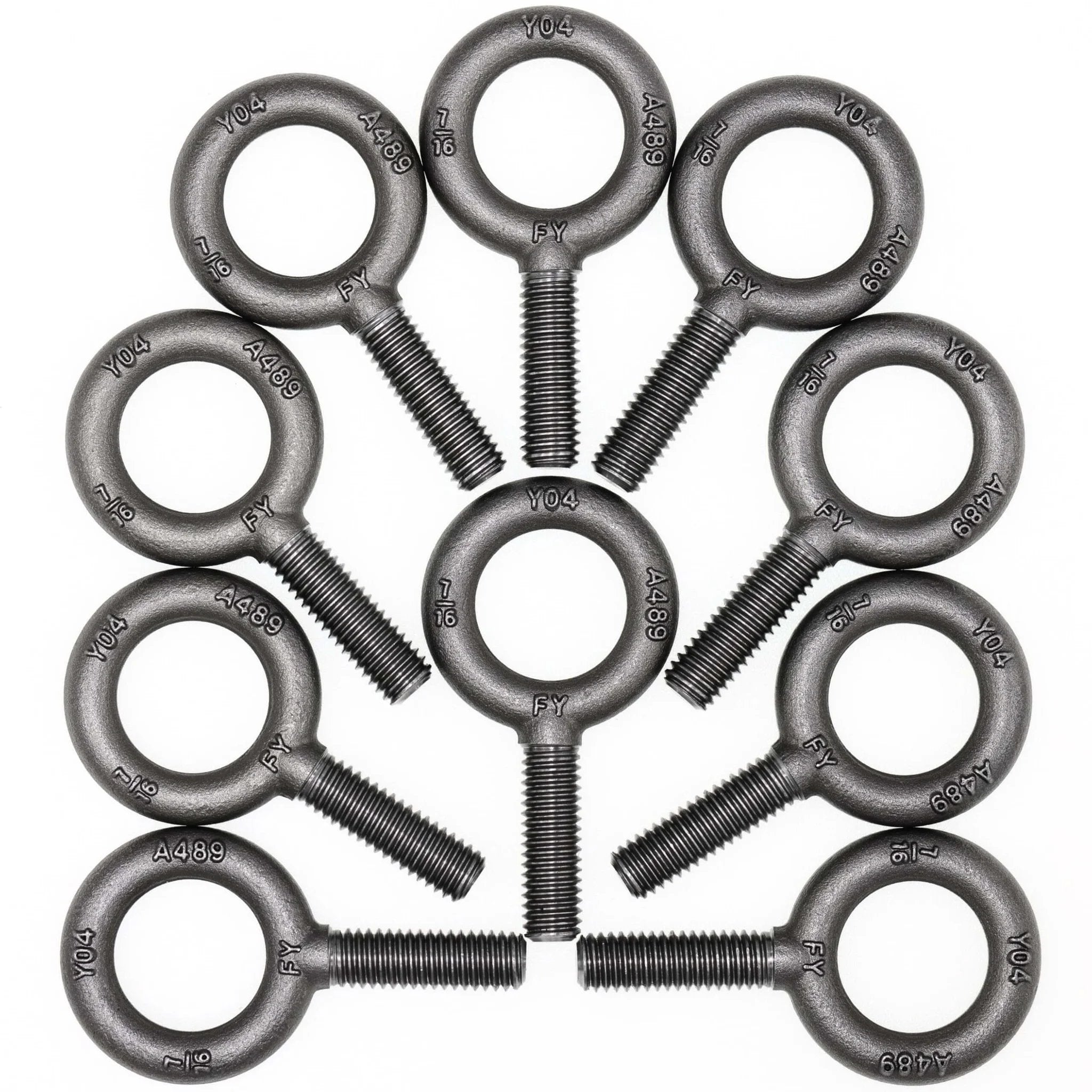 Set Of 10 No-Shoulder Lifting Eye Bolts, 7/16-14 By 1-3/8 Inch ...