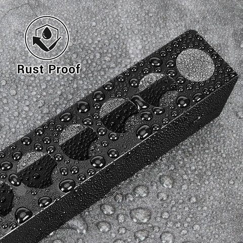 Close-up of rust-proof Heavy Duty Wall Mount Screwdrivers And Pliers Organizer Rack with water droplets on steel surface.