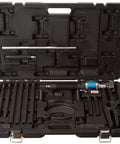 Beefy External Puller For Bearing And Gear Removal, 11.2 Ton Capacity, 32.5 Inch Reach, kit in protective case, tools visible