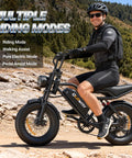 Beast Of A Fat Tire Electric Dirt Bike For Adults With 16 Inch Wheels 500W Brushless Motor 20 MPH Top Speed 70 Mile Range Removable 48V 13 5Ah Battery Full Suspension 7 Speed Gears Off Road Ebike For Trails And Commutes on rocky trail