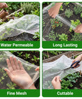 Garden Netting 4x10 Ft See Through Pest Barrier And Bird Netting cut and covering vegetables in garden.