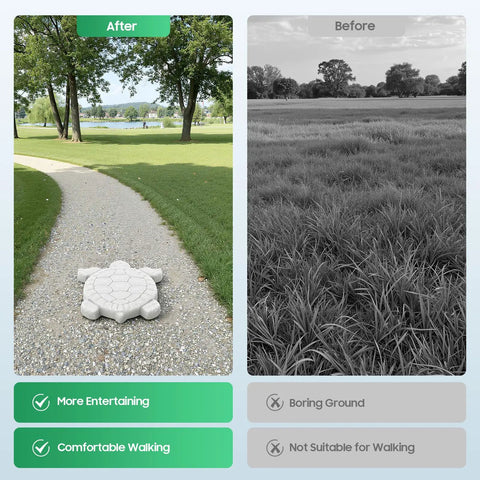Reusable Turtle Shaped Concrete Stepping Stone Mold For DIY Garden Pathways And Walkways used as garden pathway in park setting