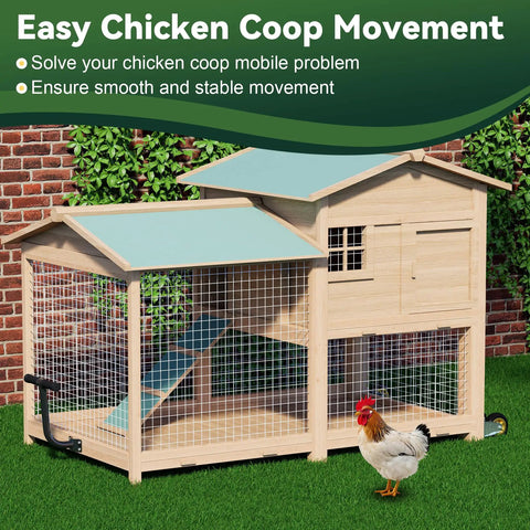 Chicken Coop Wheels Kit 2 Pack 4 Inch Caster Wheels With Lifting Handle for Portable Chicken Tractor movement demonstration.