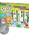 Ooze Labs Chemistry Station Science Kit For Kids With 57 Pieces And 20 Safe Experiments packaging with colorful images.