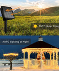 Outdoor Solar String Lights 39Ft 100 LED With 8 Modes Waterproof Warm White For Yard Fence Balcony Party And Christmas Tree Decor