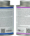Twin Pack 780 PVC Regular Bodied Plumbing Solvent Cement And Purple Primer Set product cans with labeled instructions visible.