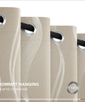 Silver Wave Print Blackout Curtains That Keep It Dark And Quiet With Thermal Insulation And Noise Reduction For Bedroom And Living Room, OEKO-TEX Certified, Light Beige, 52W X 84L, 2 Panels close-up of grommet hanging style.