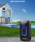 Ultra Long Range 1300 Feet Wireless Doorbell With RGB Alarm Lighting, Battery Powered, IP66 Waterproof, 60 Plus Chimes, 5 Level Volume, Portable Receiver For Home Office Classroom And Business, 4.5 Year Battery Life, black receiver and outdoor transmitter