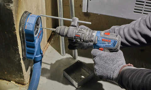 Compact SDS-Plus Rotary Hammer Attachment turns 12V Max drill into concrete hammer for tough drilling in tight spaces