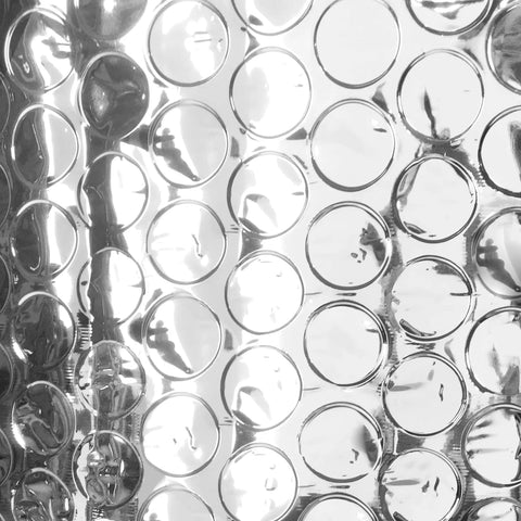 Close-up of Top Shelf Reflective Insulation Bubble Wrap Roll Thermal Barrier Foil texture, 48 by 125 feet, made in the USA.