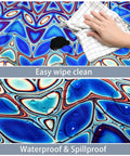 Round Outdoor Tablecloth With Umbrella Hole Waterproof Oilproof Fitted Elastic Zippered Cover For Patio Garden Picnic Camping Blue 48 Inches Round Table Protector That Stays Put No Fuss with easy wipe clean and waterproof fabric.