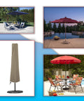 Beefy Heavy Duty Patio Umbrella Cover for 7 to 9 Foot Parasols, Waterproof 12 Oz PVC Coated Polyester, UV and Weather Resistant, Beige