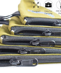 Close-up of Five Pack 20 Oz Heavy Duty Canvas Tool Zipper Bags with YKK zippers, 12.75 x 8 x 2.25 inches, showing zipper detail.