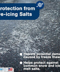 Premium Natural Stone And Patio Sealer For Concrete Slabs And Brick Walls Water Based Clear Repellent on asphalt showing de-icing salt protection.