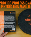 Heavy Duty 8 Inch Nylon Fiber Buffing Wheels Slick Metal Polishing Pads 180 Grit Bench Grinder Tank With 5/8 Inch Arbor close-up with instruction manual.