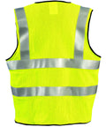 Back view of Flame Resistant Mesh Vest With Dual Stripe ANSI Class 2 Arc Rating ATPV 5.1 Cals Per Cm2 Modacrylic Fabric Yellow Medium