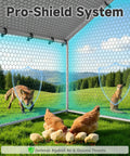 Heavy Duty Outdoor Metal Chicken Coop With Run And Waterproof UV Cover For Yard Walk In Poultry Cage With Roosting Perch Solid Weatherproof Rustproof Steel Frame For Hens, Ducks Or Rabbits Housing showing hex mesh wall and protective shielding against predators