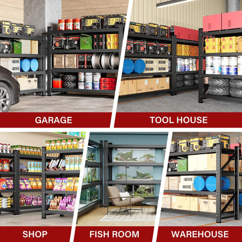 71.3 Inch Heavy Duty Garage Shelving Units With 24 Inch Deep Shelves 5000 Lbs Capacity Steel Storage Racks in various settings