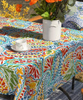 Outdoor Rectangle Tablecloth With Umbrella Hole And Zipper Water Repellent And Fade Resistant 60 By 84 Inch Paisley Multi Oblong Table Cover