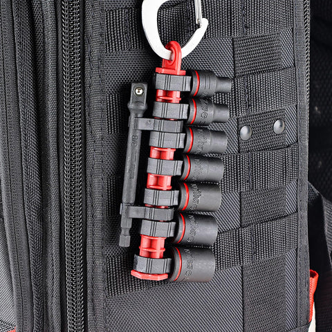 8 Piece 3/8 Inch Drive SAE Impact Socket Set With Heavy Duty Heat Treated Steel attached to black tool bag