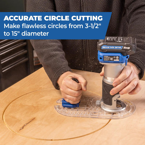 Smooth As Butter Trim Router Base Plate With Dead Nuts Secure Grip for effortless circle cutting on wood.