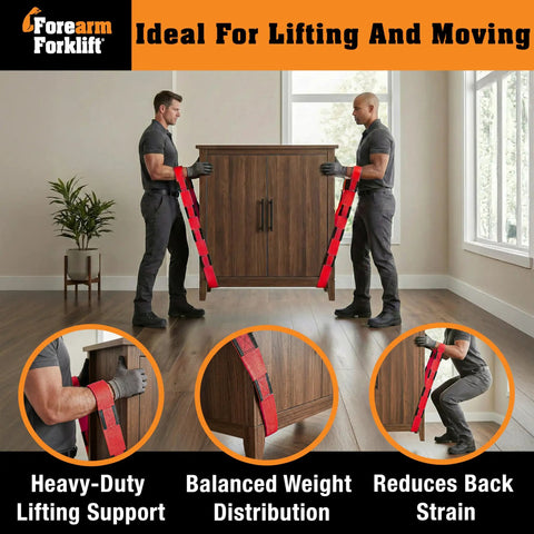 Two Person Furniture Moving Straps Set for Heavy Lifting of Couches and Appliances, 800 lb Capacity, Easy Crisscross Harness for Balanced Leverage, Firehouse Red, Reducing Back Strain and Strenuous Lifts