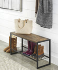 Industrial Entryway Bench With Hidden Storage Shelf, Durable Engineered Wood Top Holds Up To 250 Lbs, Dope Modern Rustic Look For Shoes