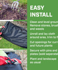 Installation process of No Nonsense Weed Barrier Landscape Fabric, 70Gsm PP, UV Resistant And Breathable, 3 By 50 Ft Roll Black.