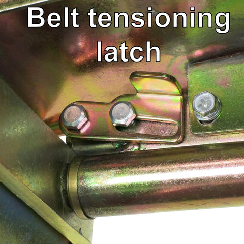 Belt tensioning latch detail of Real Badass 1HP Belt Grinder With Quick Swap 4By48 Inch Belt Auto Tension Rig And 4970 Sfpm Power.
