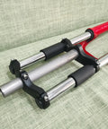 26 Inch Suspension Front Fork With One And One Eighth Inch Headset Disc Brake Ready Aluminum Triple Tree Red Travel 90 100mm