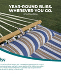 Caribbean Hammock With Pillow For Easy Chill Sessions 48 Inch Wide Poolside Patio Backyard Relaxer Includes Straps And Chains Eco Friendly Polyester And Cotton Blend 265 Pound Capacity Nautical Stripe