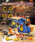 Engine Building Kit For Kids Mechanic Toys Motorcycle Engine Model With Real Light And Music, parts displayed on table.