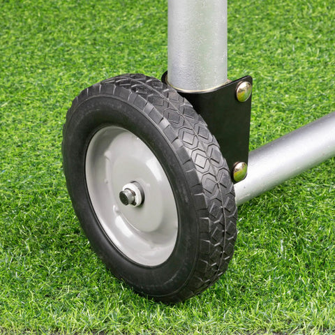 8 Inch Rubber Gate Wheel Caster For Swing Gates Heavy Duty Gate Helper Side Mount on grass with round tube fence
