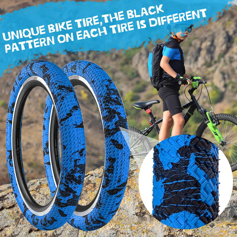 Two Pack 20 By 2.1 Folding Bead Bicycle Tires With 20 By 1.75 To 2.125 Inner Tubes And Tire Pry Rods For 20 Inch Kids Bicycles Mountain BMX