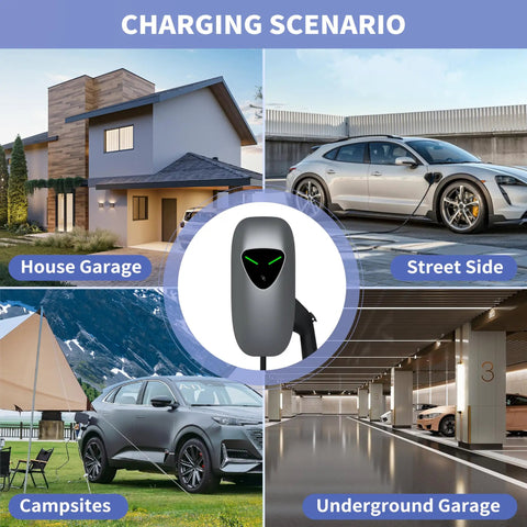 Fast Level 2 EV Charger 48 Amp Hardwired with 25Ft Cable in house garage, street side, campsites, underground garage