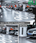 Low Light USB Camera With 5-50mm Manual Zoom And 10x Varifocal Lens, HDR 100dB in a parking garage, showing zoom capability