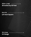Heavy Duty Quarter Inch Hardware Cloth Welded Wire Mesh Roll 24 Foot By 50 Foot 23 Gauge Galvanized After Welding specifications.