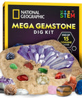Gemstone Dig Kit For Kids With 15 Real Gemstones And Crystals Hands On Science Toy For Boys And Girls showing dig brick and gemstones.
