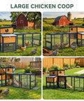 Large Backyard Wooden Chicken Coop With Run For Four To Six Chickens Outdoor Hen House With Ventilation Window And Sliding Doors