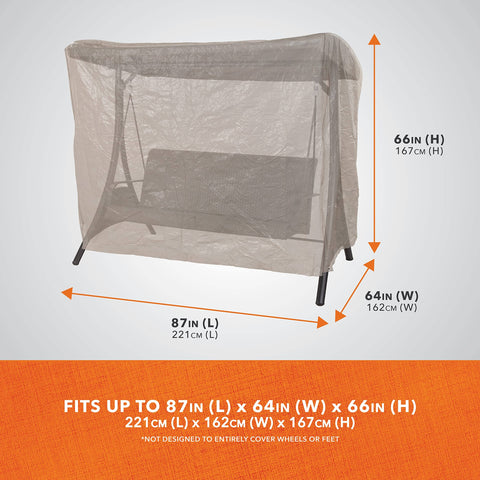Two Seater Patio Swing Cover For Outdoor Use Heavy Duty Weatherproof Fabric Protects Your Swing And Outdoor Furniture From Rain Sun And Wind Khaki 87 Inch Long By 64 Inch Wide By 66 Inch High Fits Most Two Seaters For Patio Deck Or Porch