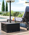 2 In 1 Outdoor Umbrella Base Planter Box With Drain Hole Heavy Duty Fillable Stand Table On Wheels by poolside
