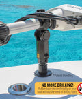 Gen3 Adjustable Trolling Motor Stabilizer With Vertical Adjustment For No Drilling Install Fits Minn Kota Rhodan And Motor Guide Shock Absorber Boat Accessory Trolling Motor Support For Steady Steering And Smooth Rides shown mounted on a boat deck